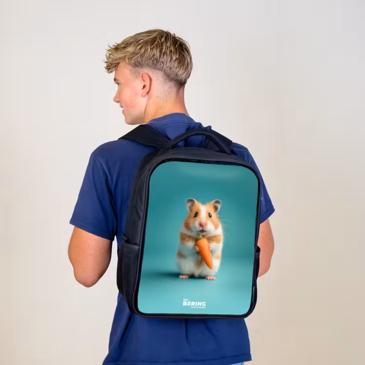 Kinderrugzak - Zwart - Hamster - Wortel - Dier — 6