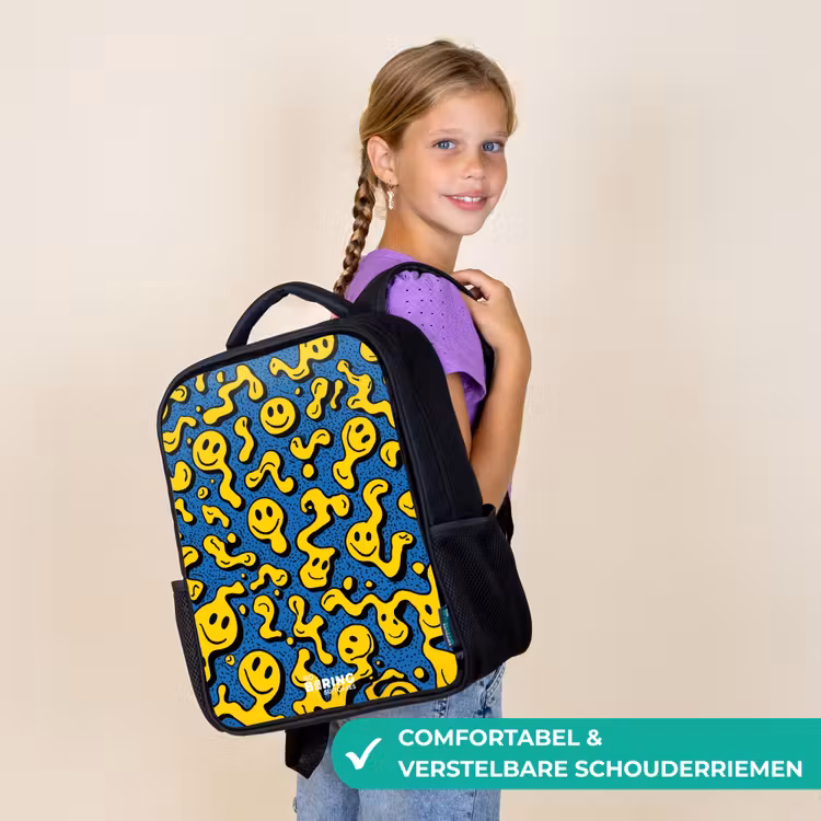 Kinderrugzak - Zwart - Smiley - Blauw - Geel β 3