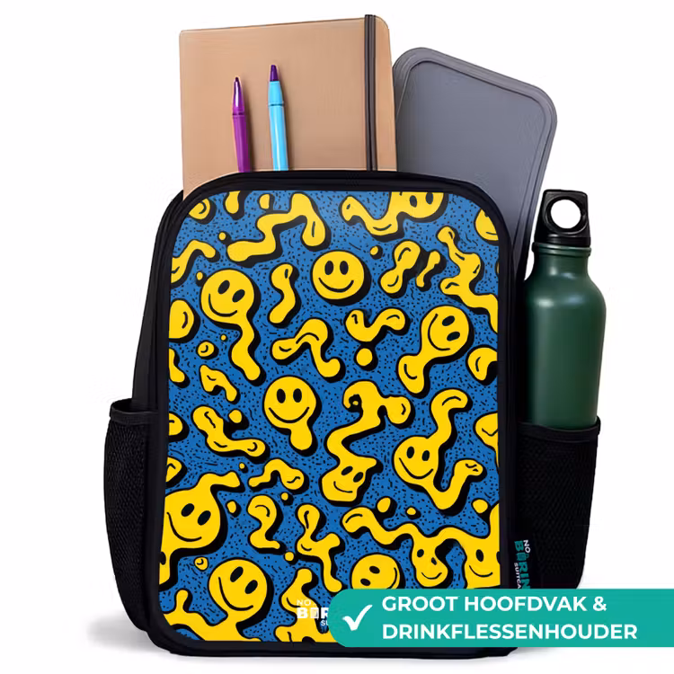 Kinderrugzak - Zwart - Smiley - Blauw - Geel β 4