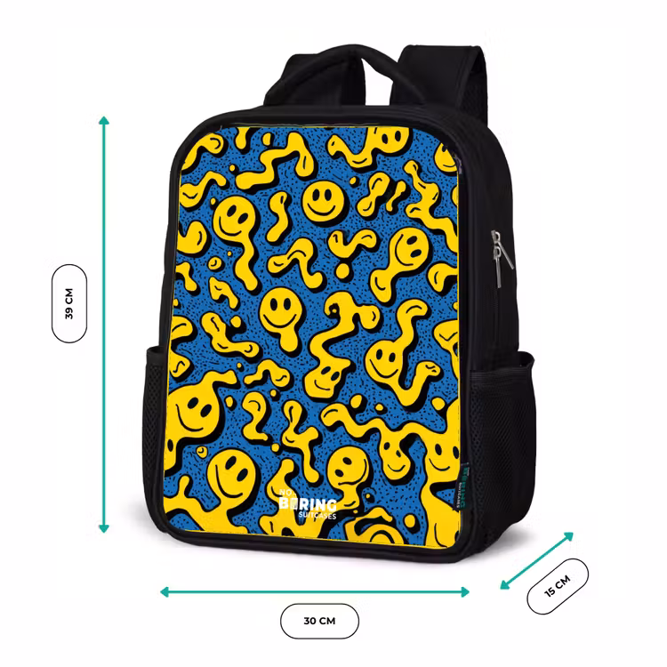 Kinderrugzak - Zwart - Smiley - Blauw - Geel β 5