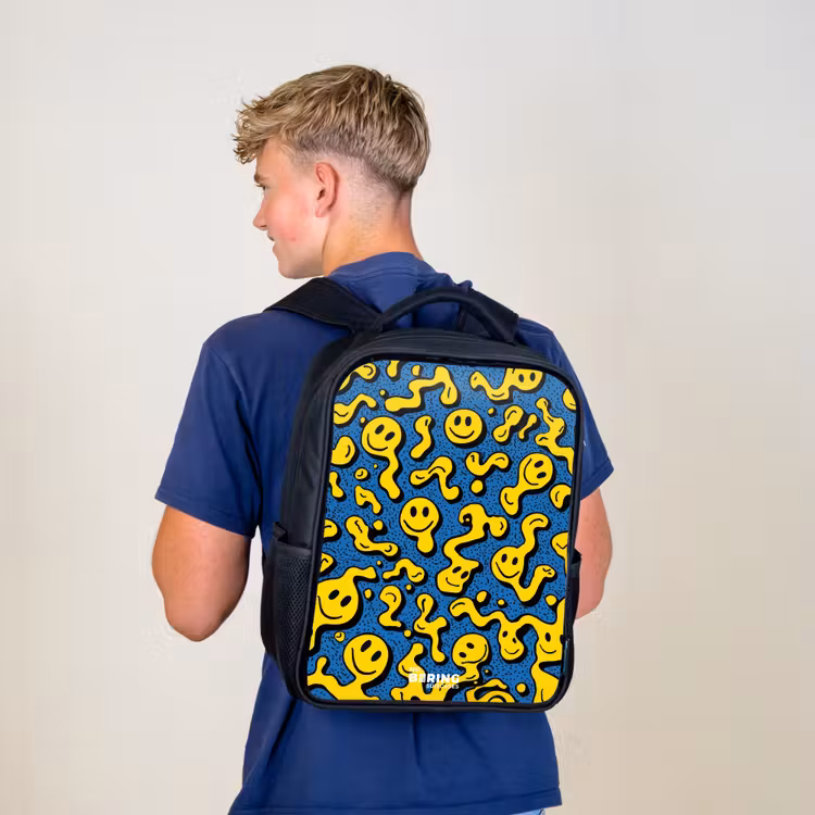 Kinderrugzak - Zwart - Smiley - Blauw - Geel β 6