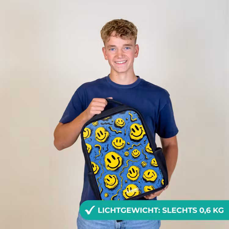 Kinderrugzak - Zwart - Smiley - Geel - Blauw — 2