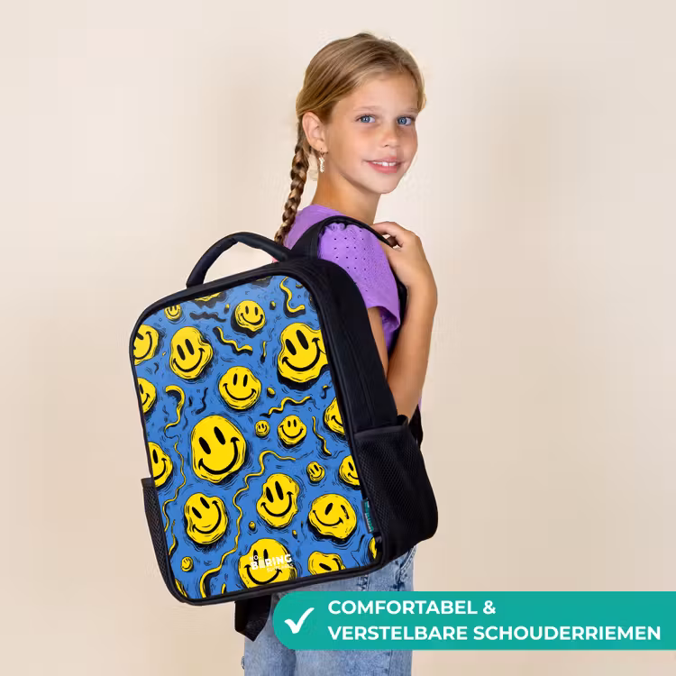 Kinderrugzak - Zwart - Smiley - Geel - Blauw — 3