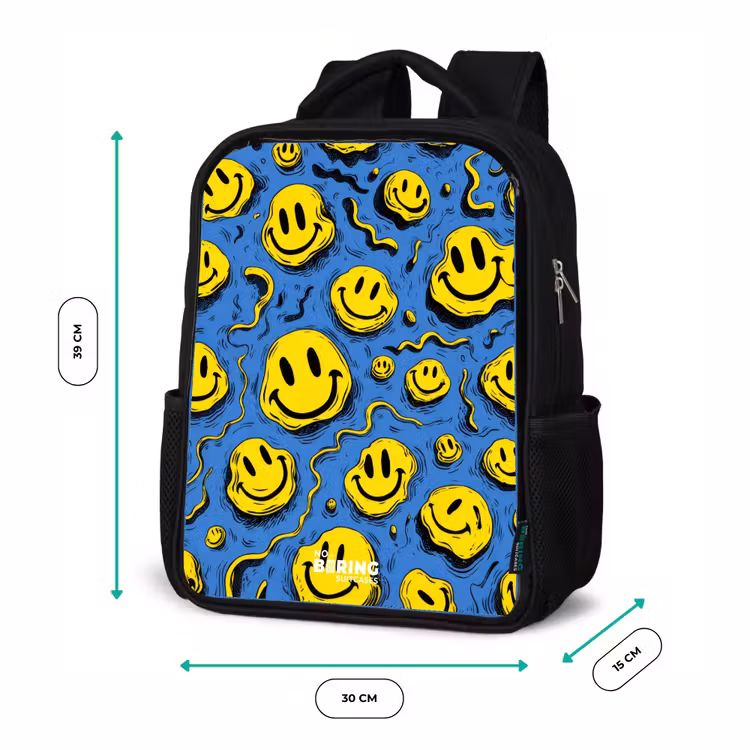Kinderrugzak - Zwart - Smiley - Geel - Blauw — 5