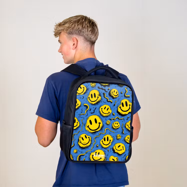 Kinderrugzak - Zwart - Smiley - Geel - Blauw — 6