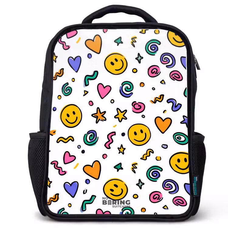 Kinderrugzak - Zwart - Smiley - Hartje - Ster — 1