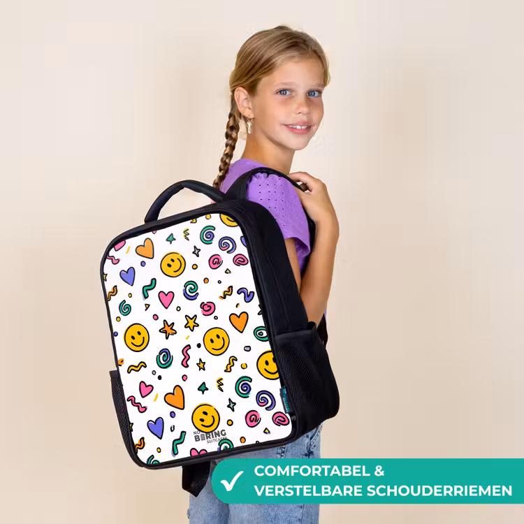 Kinderrugzak - Zwart - Smiley - Hartje - Ster — 3