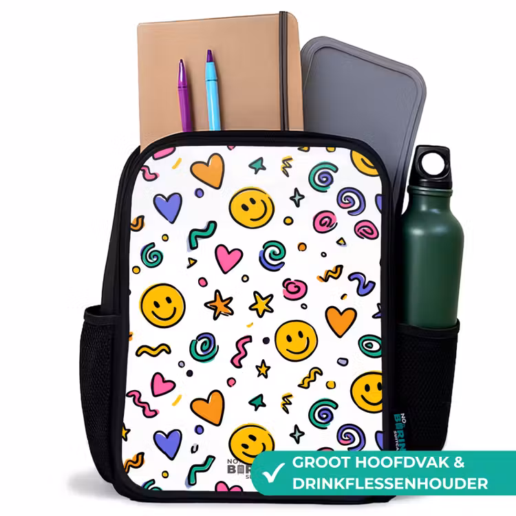 Kinderrugzak - Zwart - Smiley - Hartje - Ster — 4