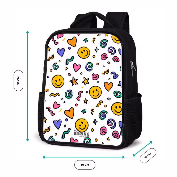 Kinderrugzak - Zwart - Smiley - Hartje - Ster — 5