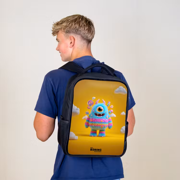 Kinderrugzak - Zwart - Snoep - Monster - Regenboog â 6