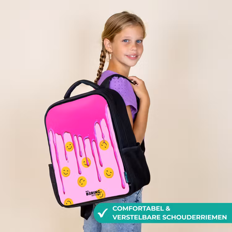 Kinderrugzak - Zwart - Verf - Smiley - Roze — 3