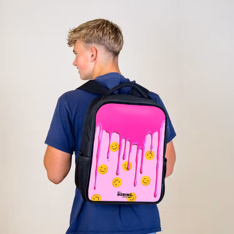 Kinderrugzak - Zwart - Verf - Smiley - Roze — 6