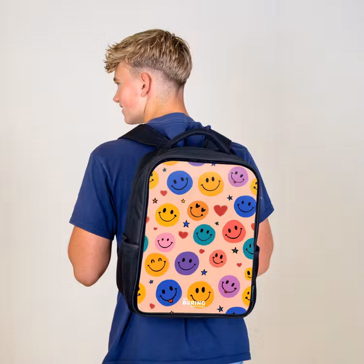 Kinderrugzak - Zwart - Vrolijk Smiley-patroon — 6