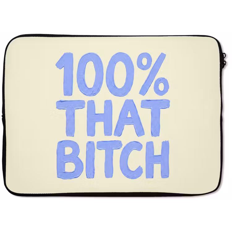 Laptophoes - 100% that bitch - Blauw - Wit — 1