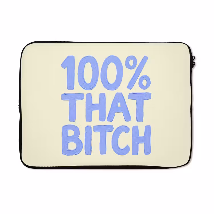 Laptophoes - 100% that bitch - Blauw - Wit — 5