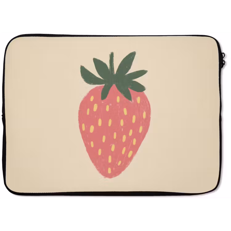 Laptophoes - Aardbei - Minimalistisch - Rood - Fruit — 1