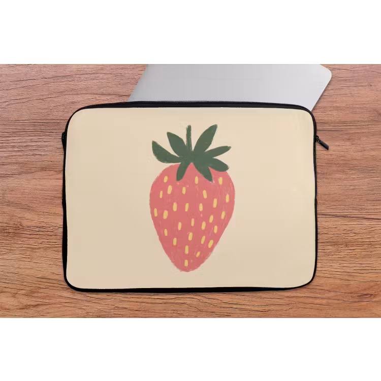 Laptophoes - Aardbei - Minimalistisch - Rood - Fruit — 2