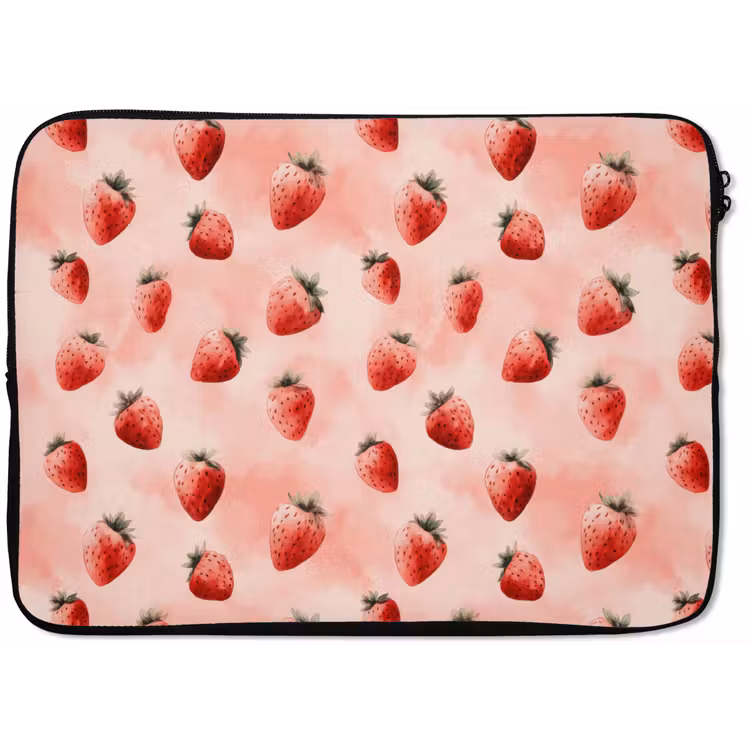 Laptophoes - Aardbei - Patroon - Roze — 1