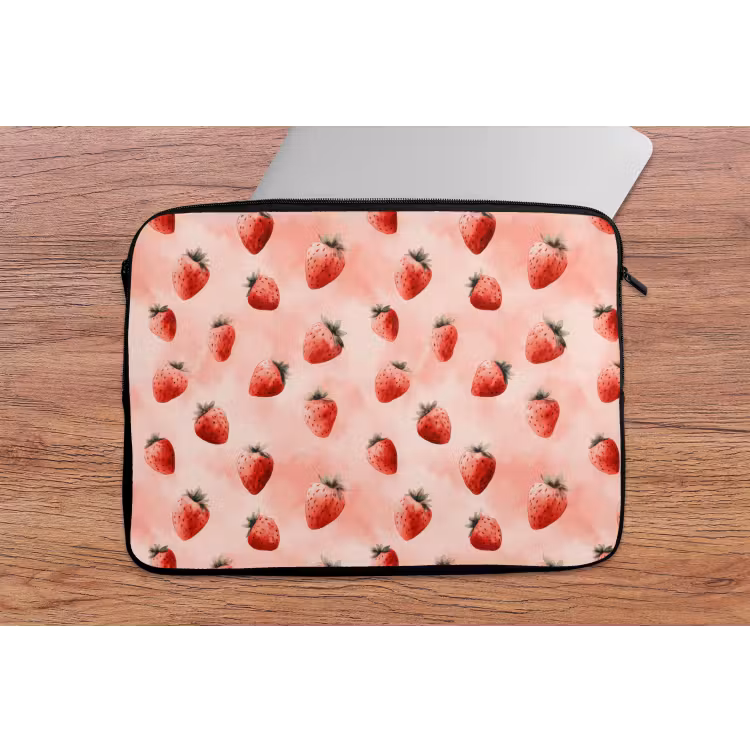 Laptophoes - Aardbei - Patroon - Roze — 2
