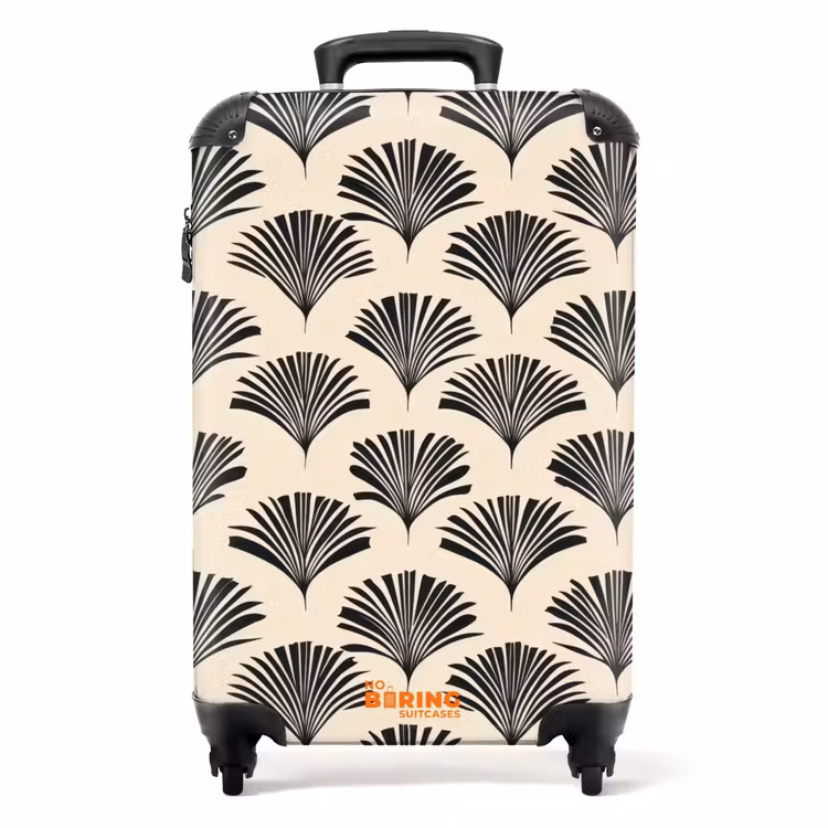 Koffer - Waaiers - Botanisch - Zwart - Beige — 1