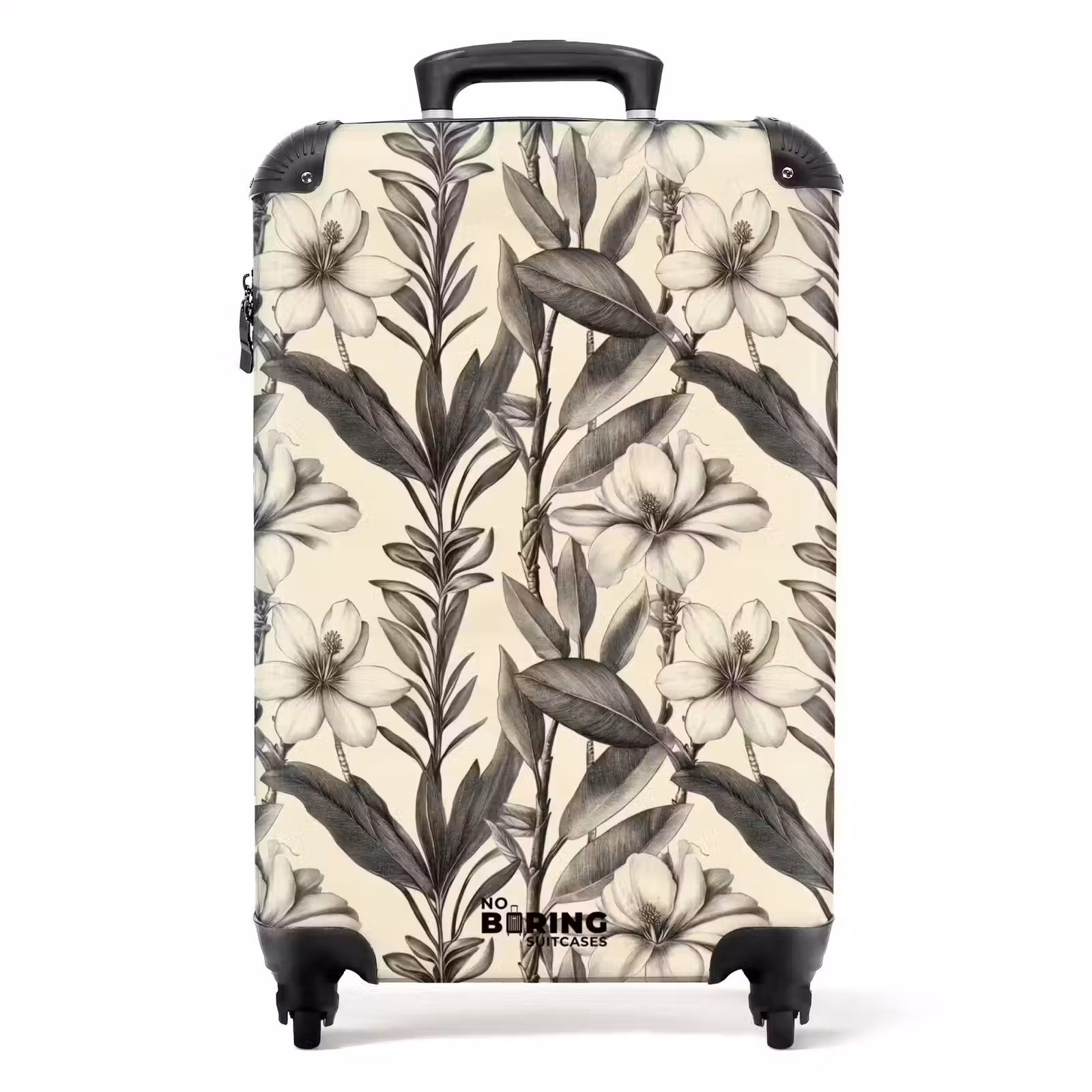 Koffer - Klassiek - Botanisch - Zwart - Beige — 1