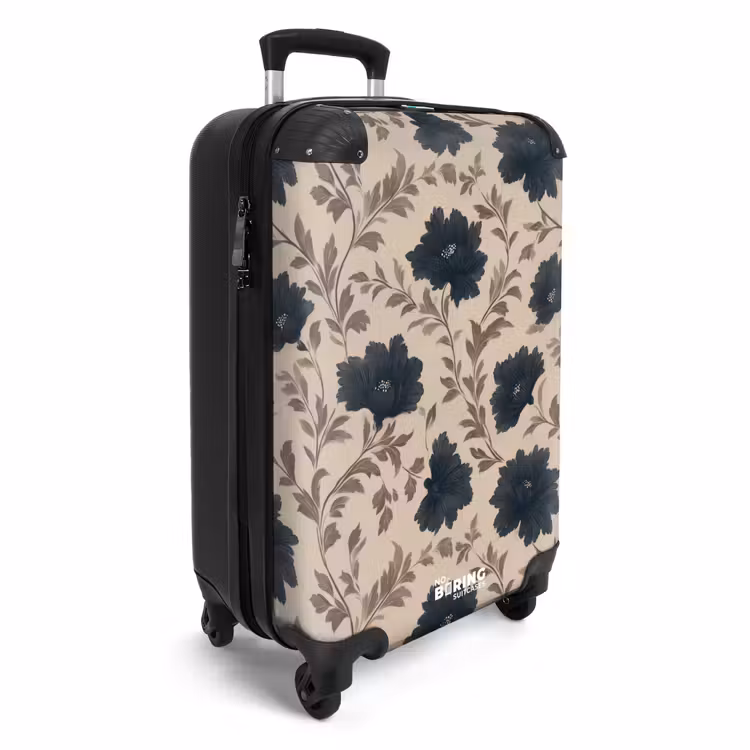 Koffer - Motief - Bloemen - Zwart - Beige — 4