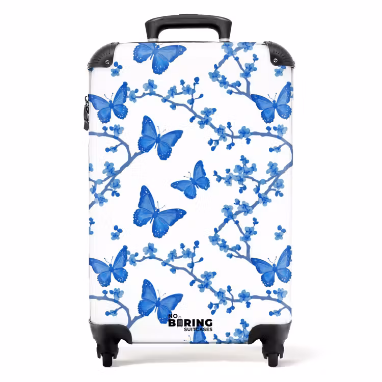 Koffer - Vlinder - Bloemen - Blauw — 1