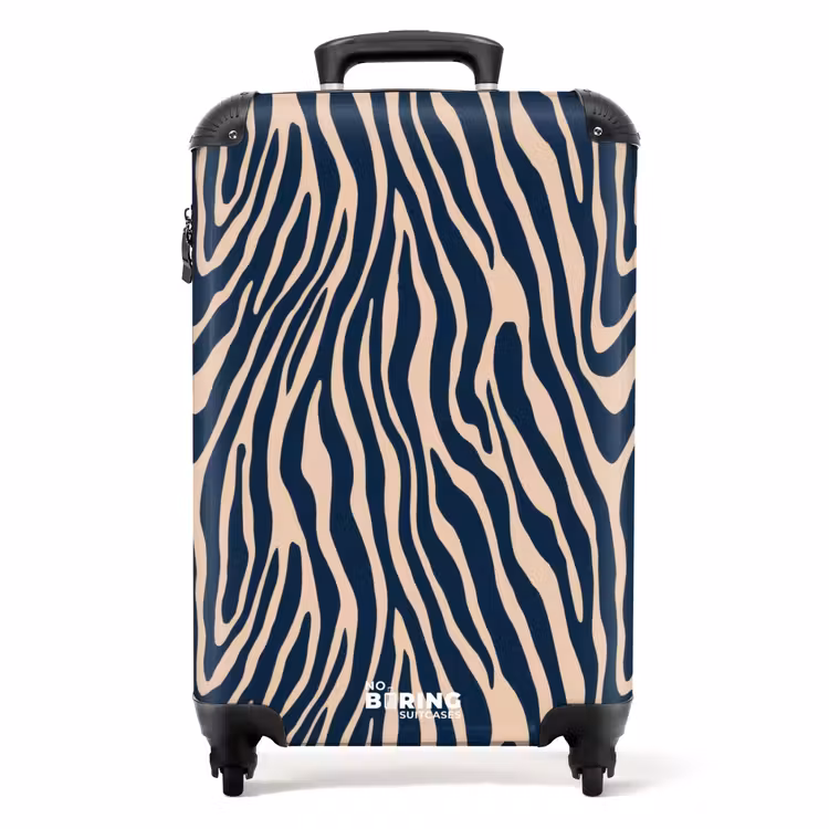 Koffer - Zebra - Patroon - Blauw - Beige — 1