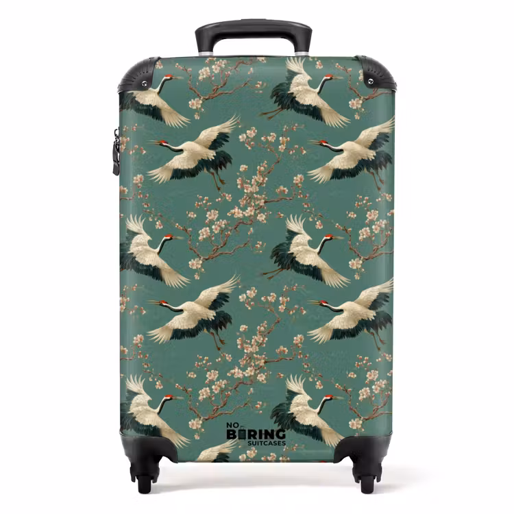 Koffer - Kersenbloesem - Kraamvogels - Groen — 1