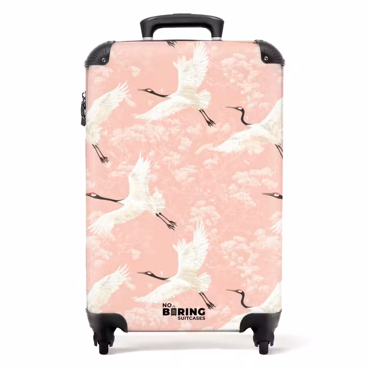 Koffer - Kraanvogels - Bloesem - Roze — 1