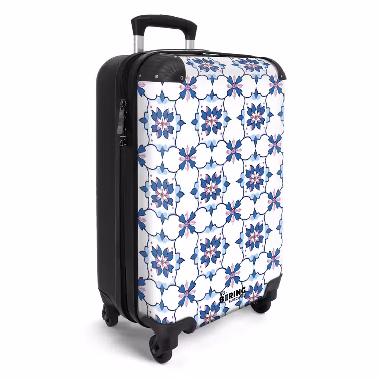 Koffer - Modern - Patroon - Blauw - Roze — 4