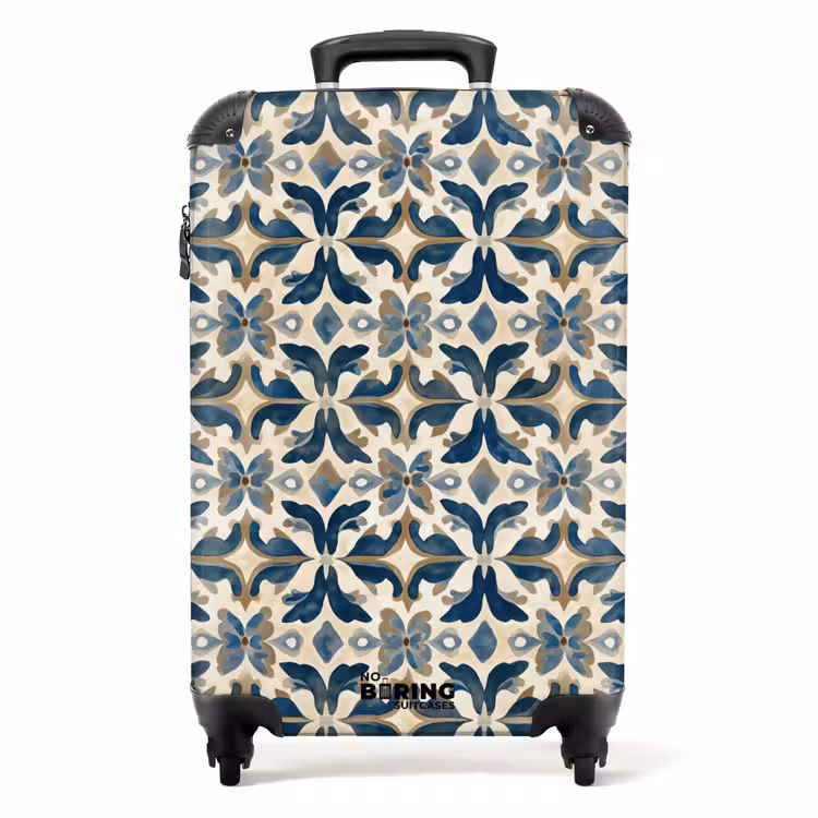 Koffer - Tegel - Patroon - Blauw - Beige — 1
