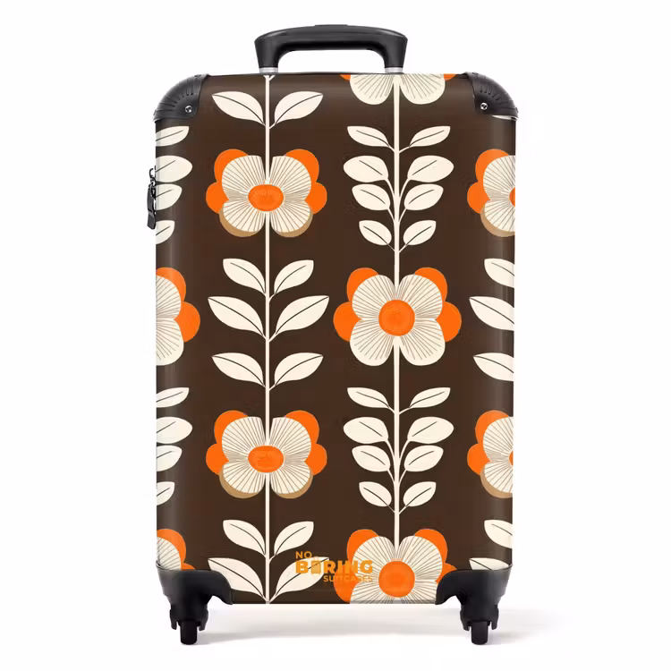 Koffer - Bloemen - Retro - Bruin — 1