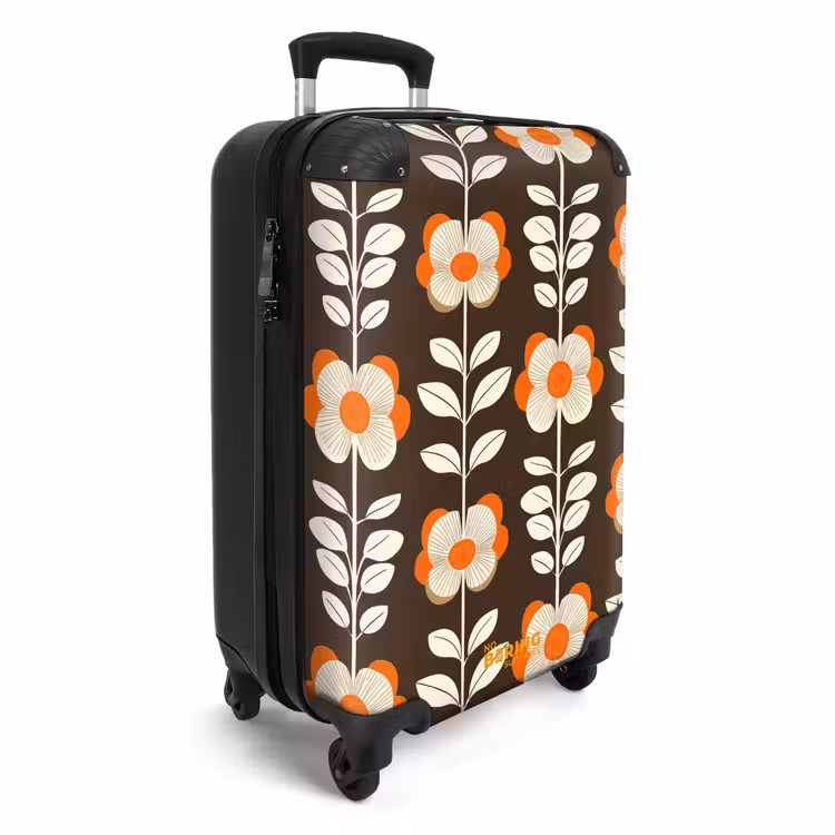 Koffer - Bloemen - Retro - Bruin — 4