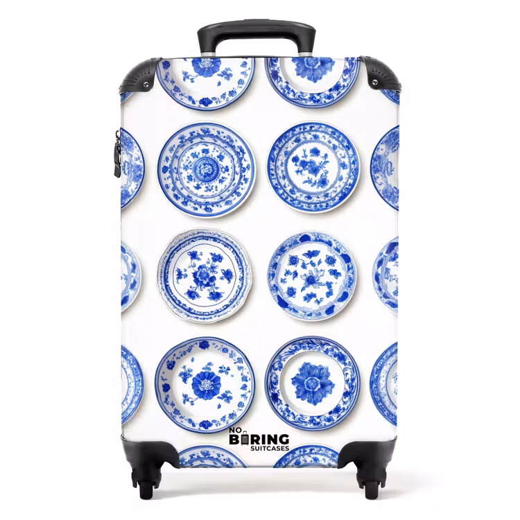 Koffer - Borden - Bloemen - Patroon - Blauw — 1