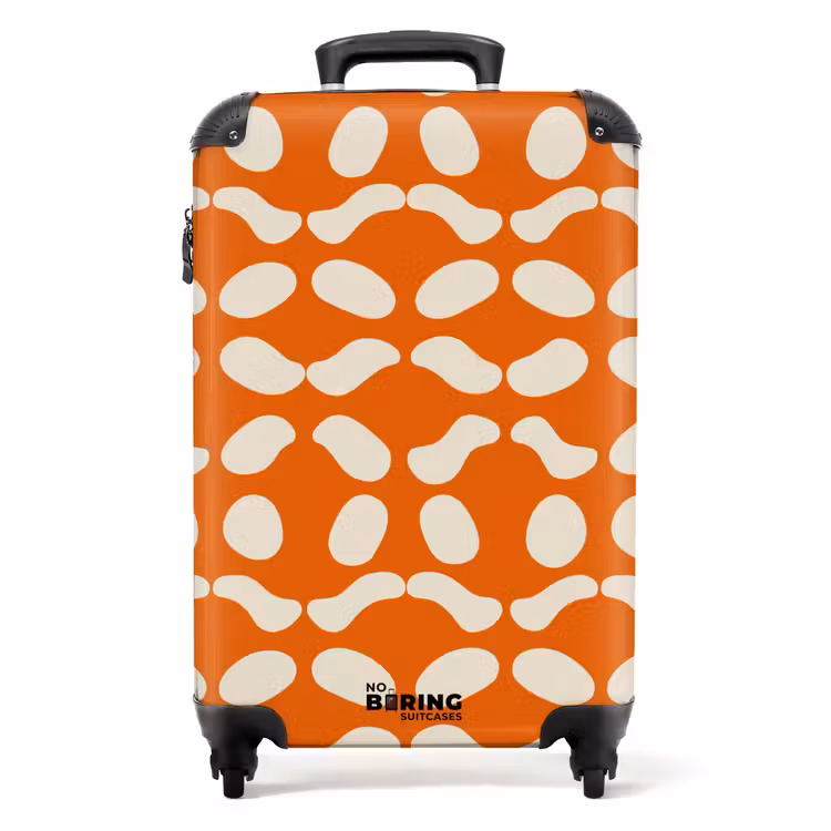 Koffer - Oranje - Ruitpatroon - Wit — 1