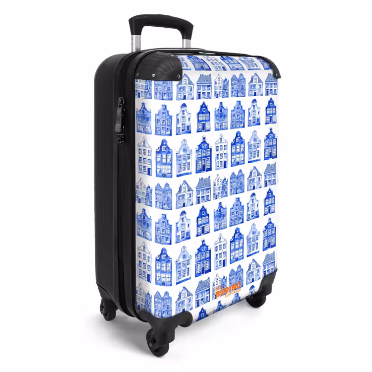 Koffer - Patroon - Huizen - Blauw — 4