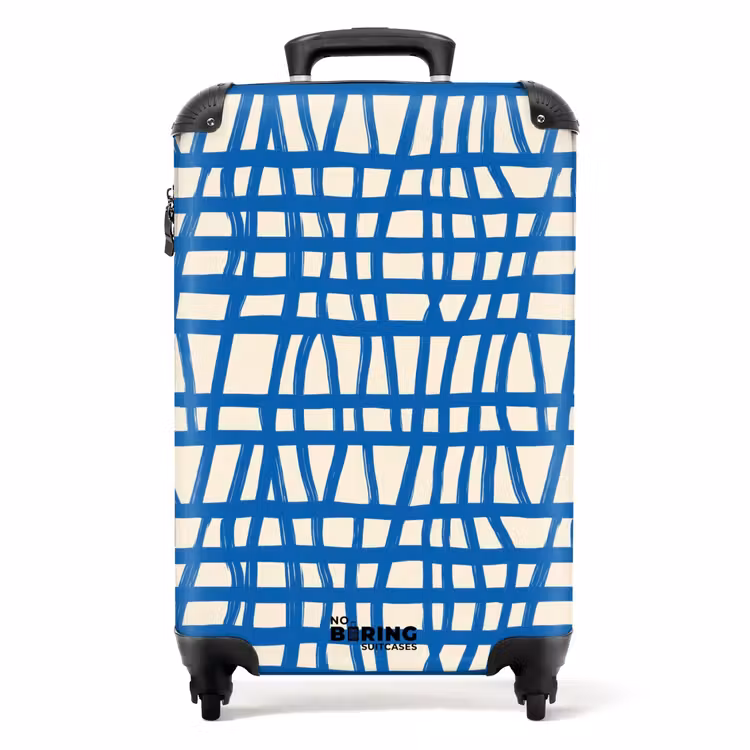 Koffer - Ruitpatroon - Blauw - Crème — 1