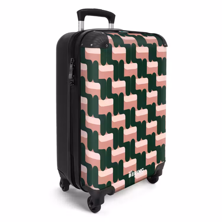Koffer - Vlechtpatroon - Groen - Roze - Geometrisch — 4