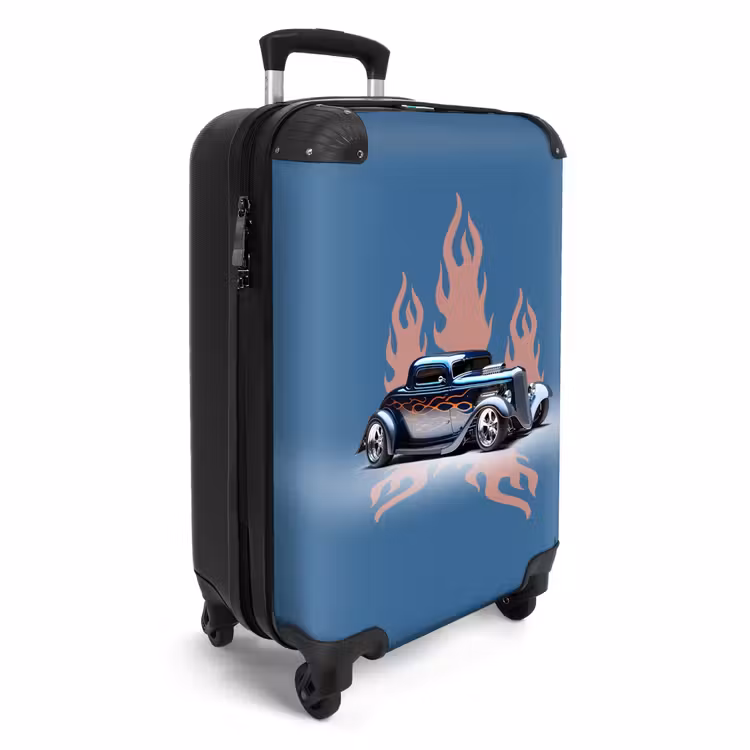 Koffer - Blauwe auto met roze vlammen — 4