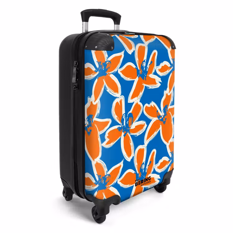 Koffer - Pastel bloemen - Oranje met blauw — 4