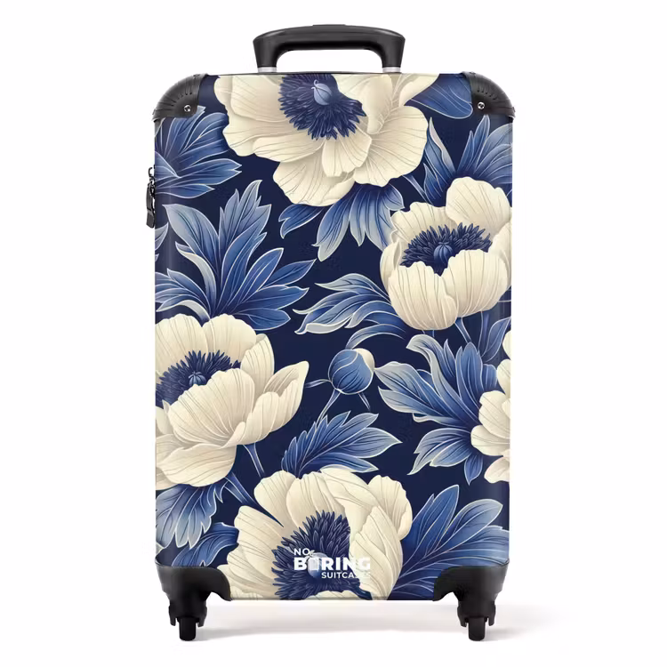 Koffer - Vintage bloemen - Blauw — 1