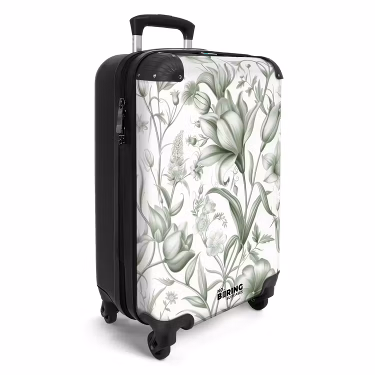 Koffer - Vintage bloemen - lichtgroen met wit — 4