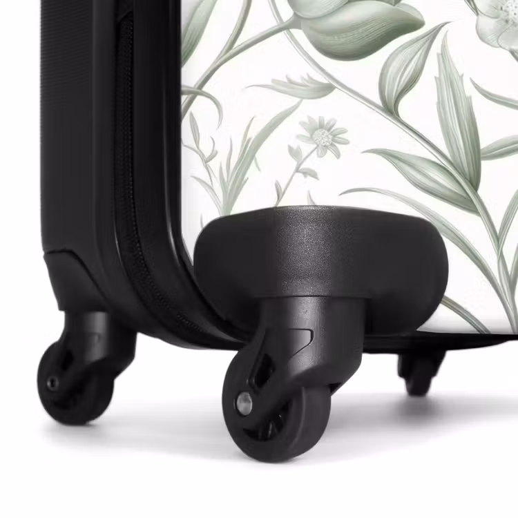 Koffer - Vintage bloemen - lichtgroen met wit — 6