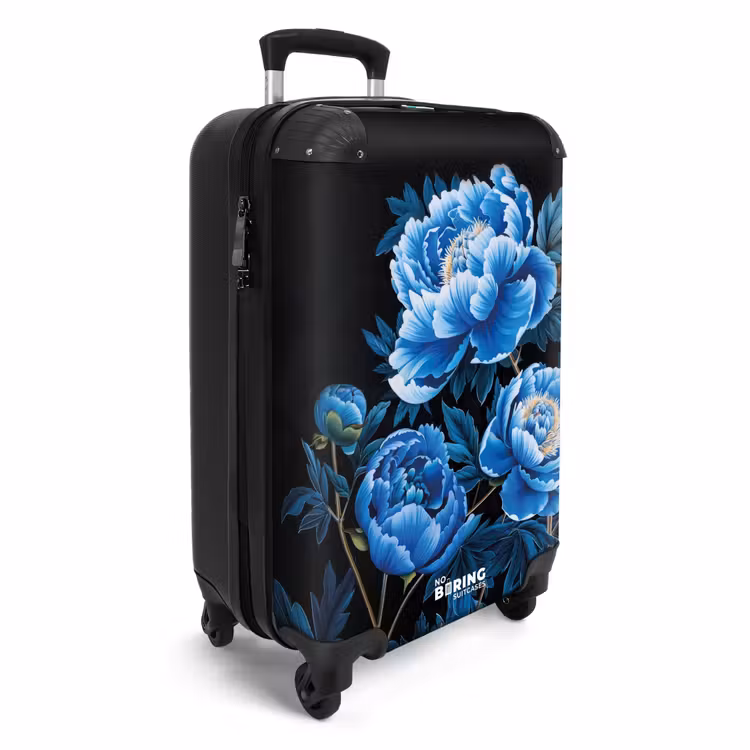 Koffer - Vintage bloemen - Pioenrozen blauw — 4