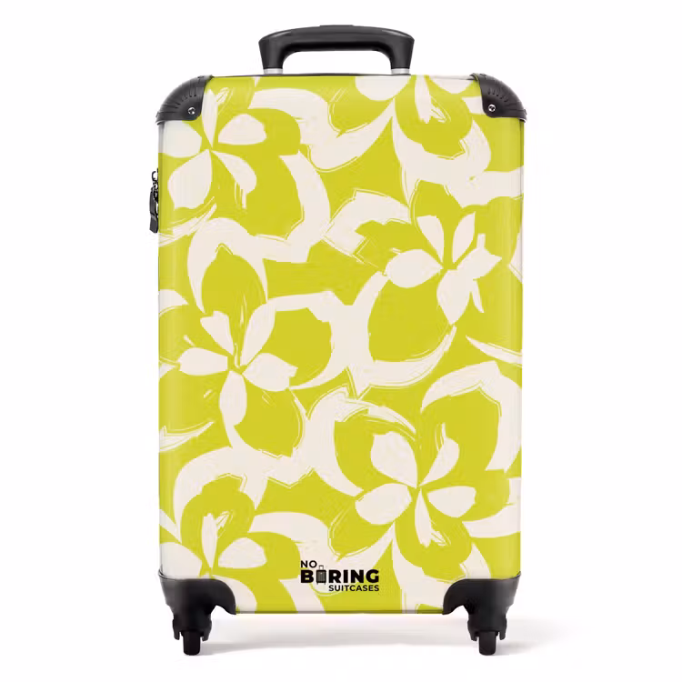 Koffer - Vintage bloemenpatroon - Limoengroen — 1