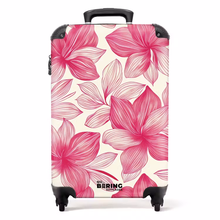 Koffer - Vintage bloemenpatroon - Roze met crème — 1