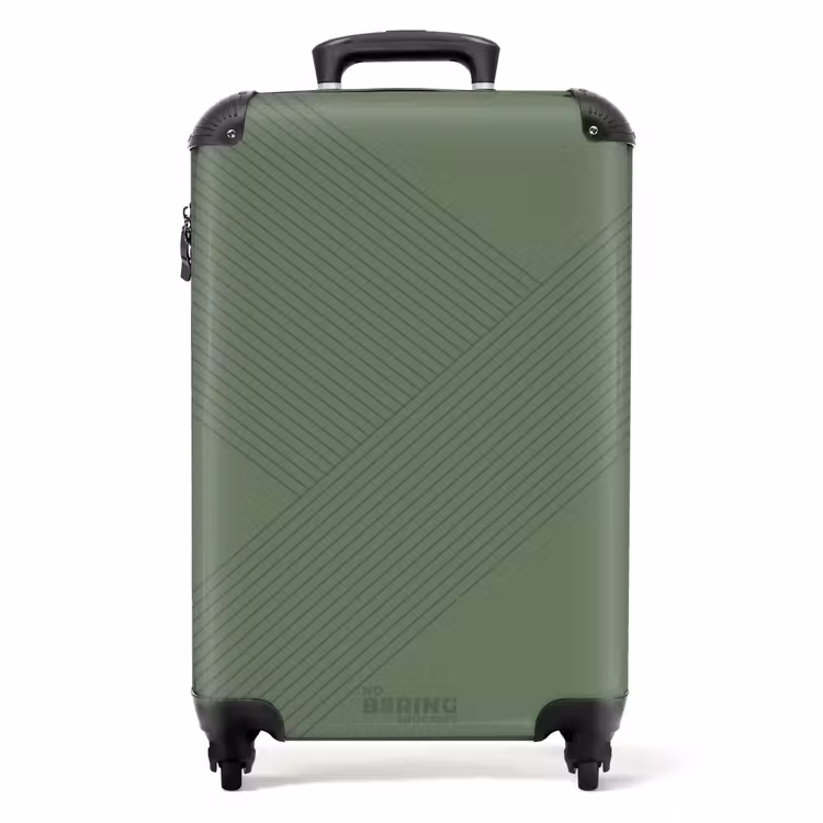 Koffer - Minimal - Kruisende lijnen op olijfgroen — 1