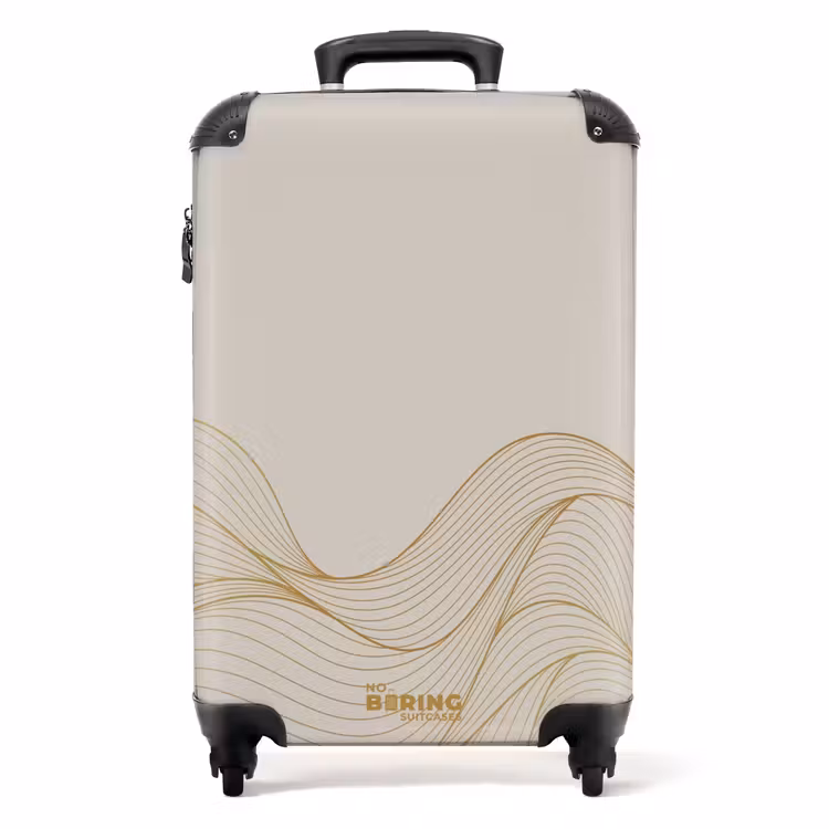 Koffer - Minimal - Licht beige met gouden strepen — 1