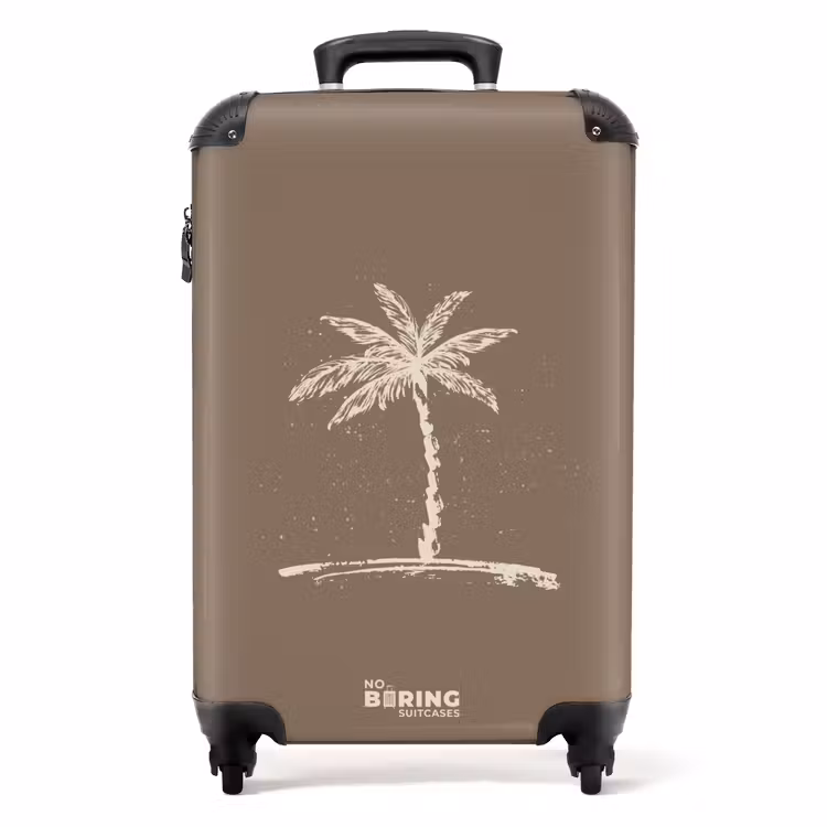 Koffer - Palmbomen - Palmboom op taupe bruine achtergrond — 1